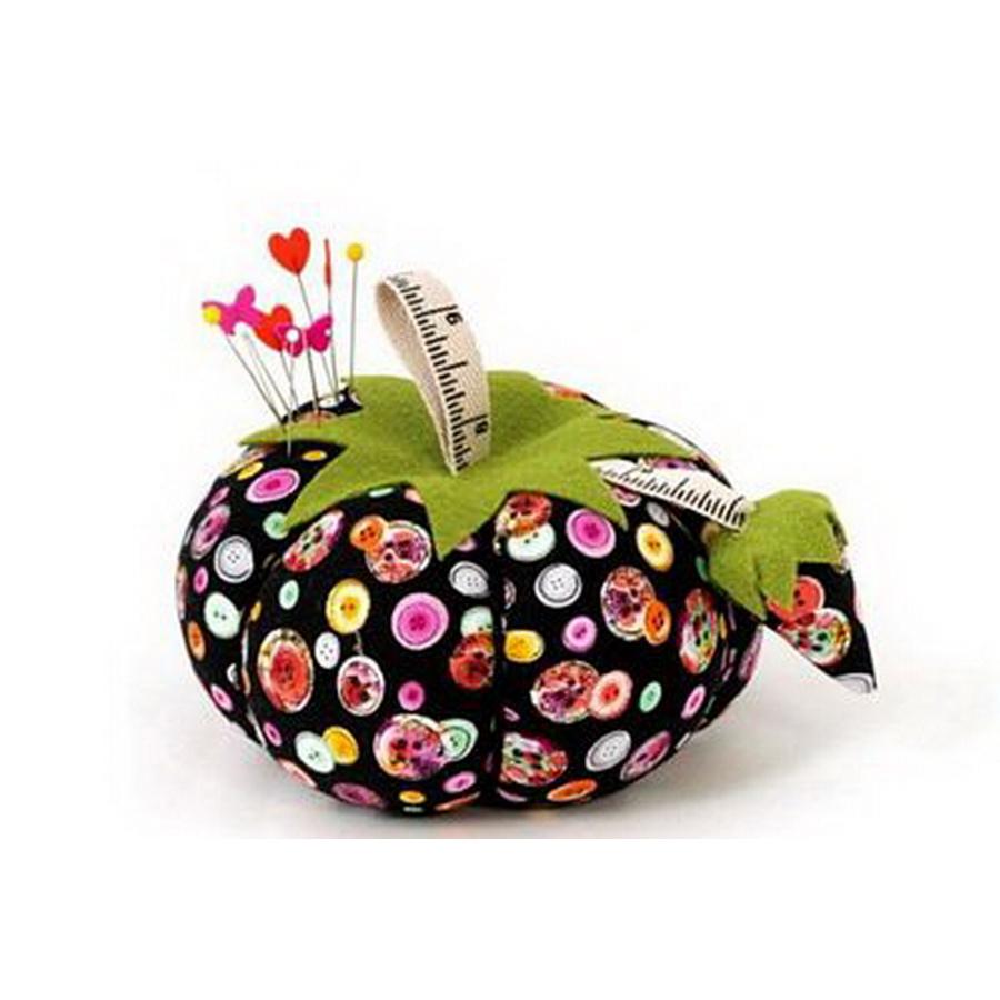 Pin Cushion - XL Tomato, Black Buttons - Sewingmachinesplus.com