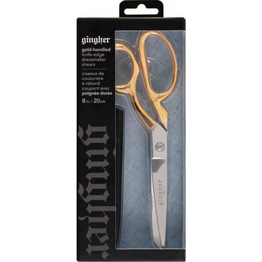 Gingher 8in Knife Edge Gold Hdl - Sewingmachinesplus.com