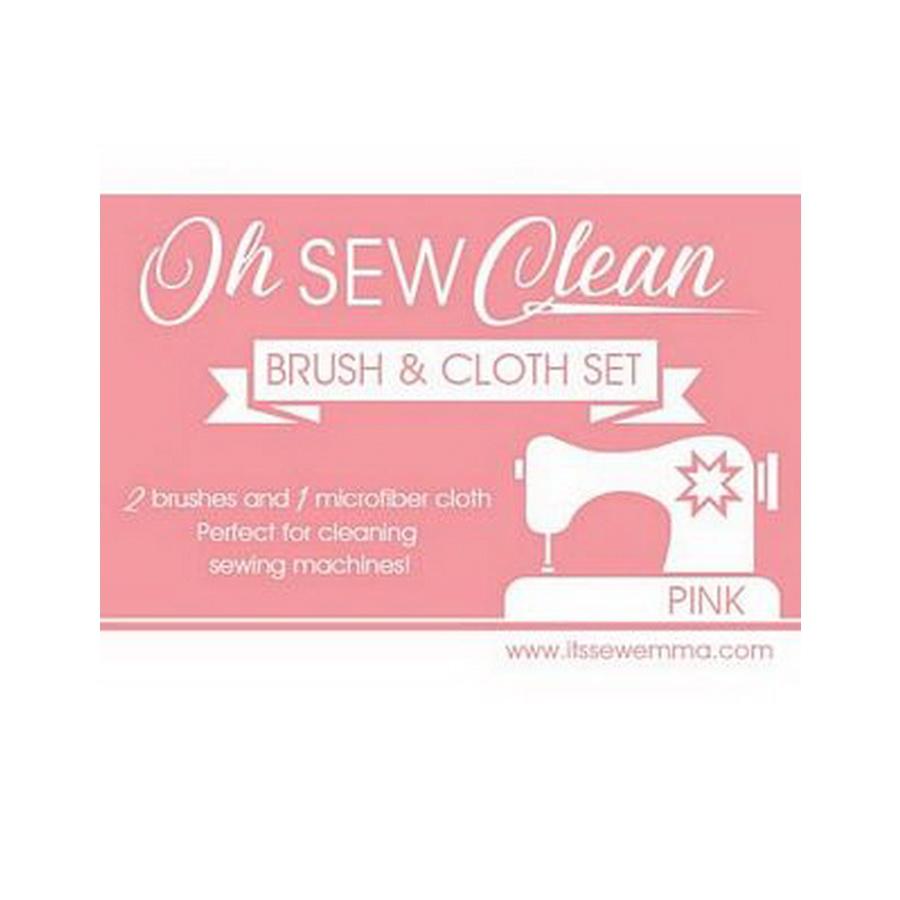 Oh Sew Clean Brush and Cloth Set Pink - Sewingmachinesplus.com
