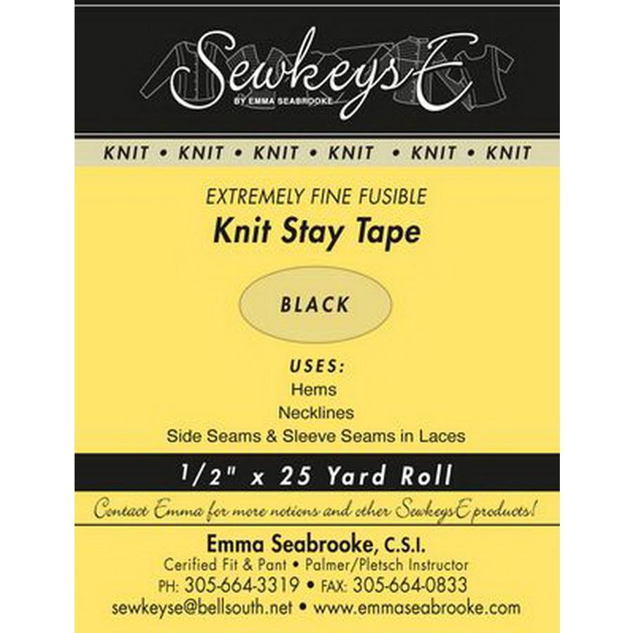 Fusible Knit Stay Tape .5in Extremely Fine Black36
