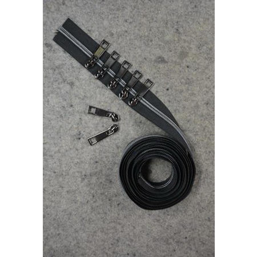 Black Metallic Zipper Tape 2.5yds - Gun Metal - Sewingmachinesplus.com