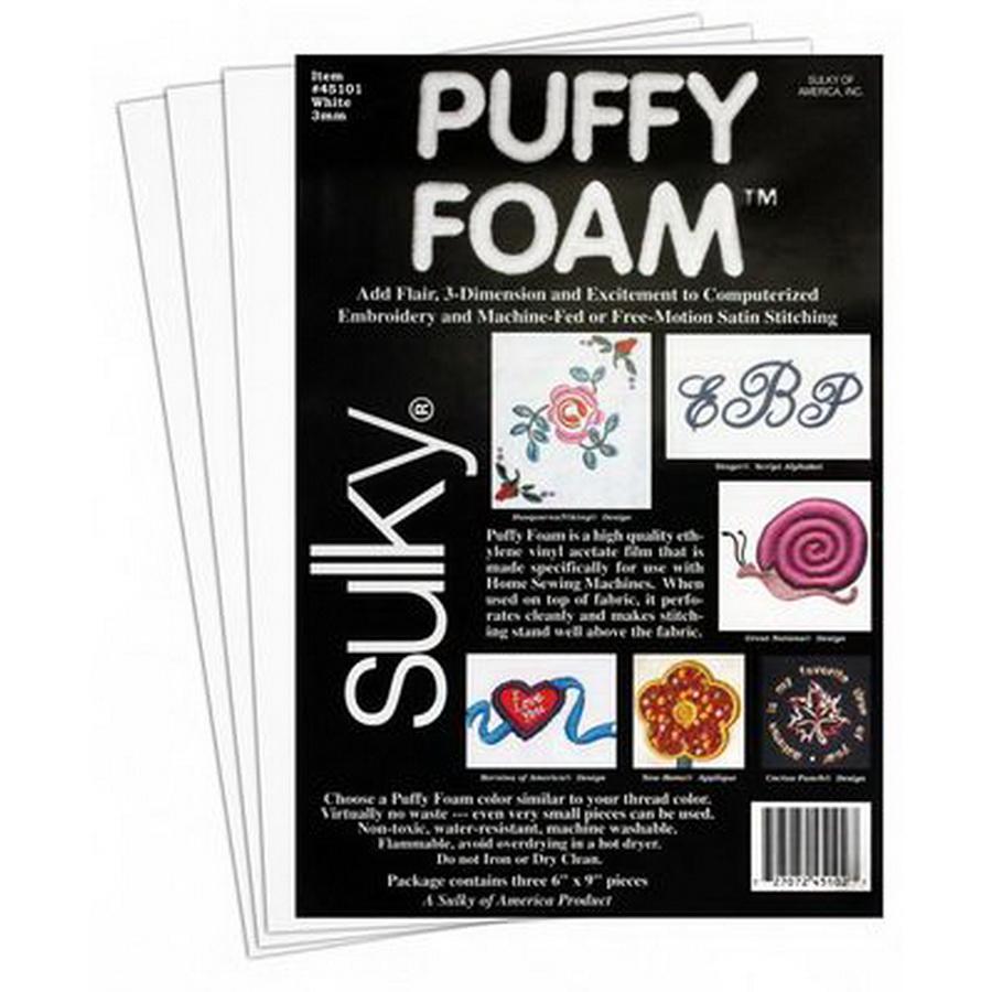 Sulky Puffy Foam 2mm White 3 pack - Sewingmachinesplus.com