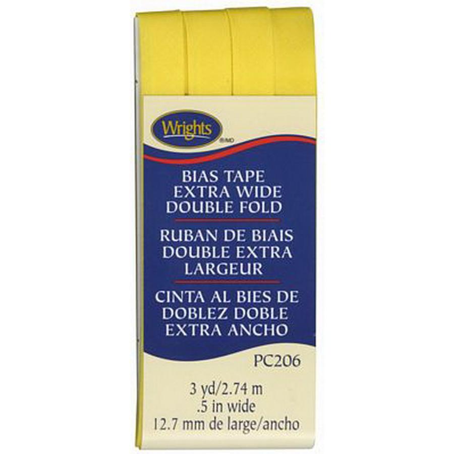 Bias Tape X Wide Double Fold Canary - Sewingmachinesplus.com