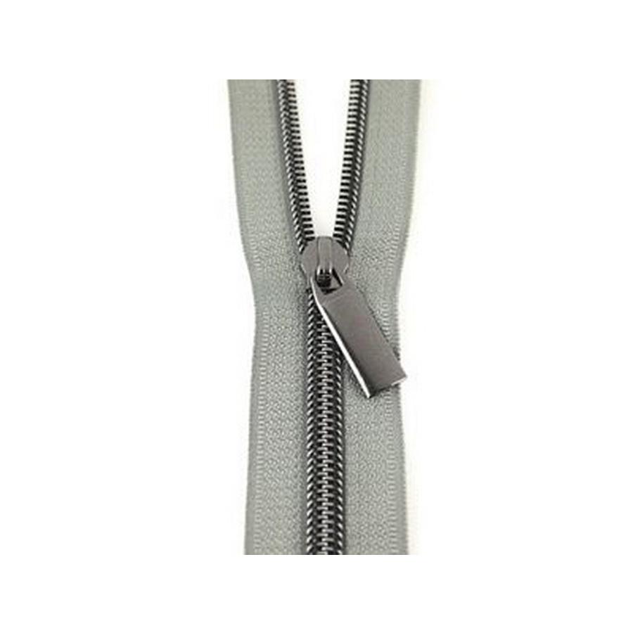#5 Zippers by the Yard Grey Tape Gunmetal Teeth