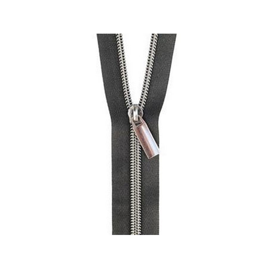 #5 Zippers by the Yard Black Tape Gunmetal Teeth