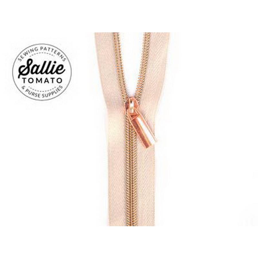 #5 Zippers by the Yard Beige Tape Copper Teeth