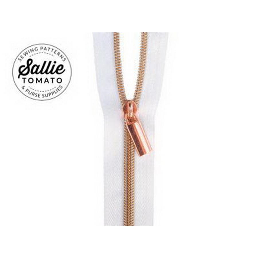 #5 Zippers by the Yard White Tape Copper Teeth
