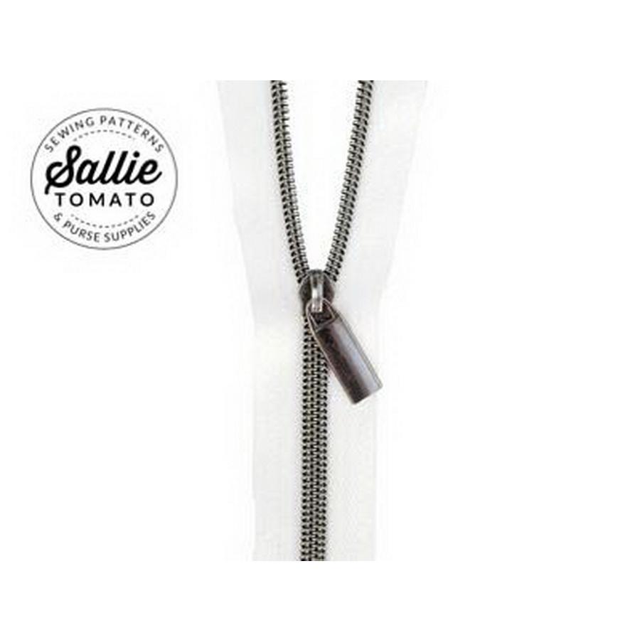 #5 Zippers by the Yard White Tape Gunmetal Teeth