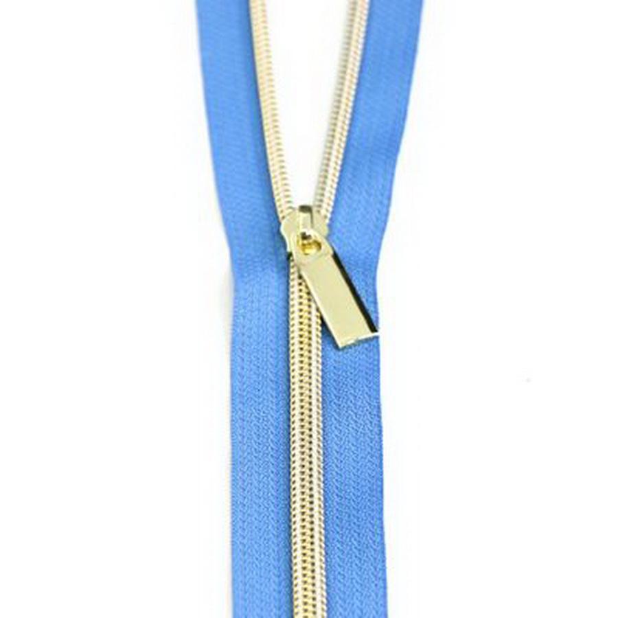 #5 Zippers by the Yard Blue Jean Gold