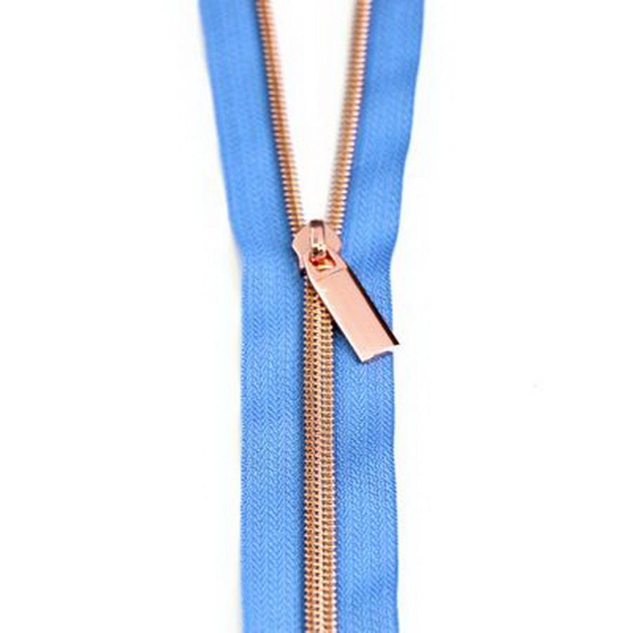 #5 Zippers by the Yard Blue Jean Rose Gold