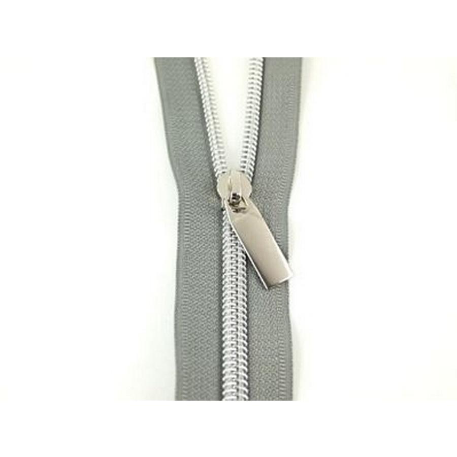 #5 Zippers by the Yard Grey Tape Nickel Teeth