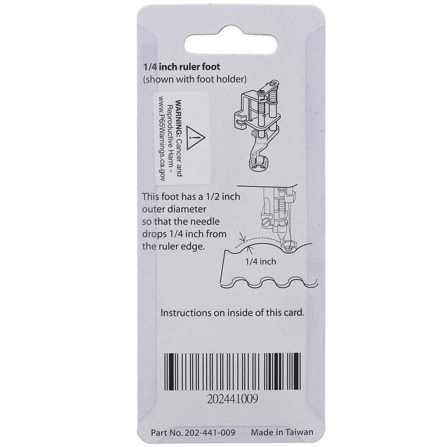 Janome 1/4 Inch Ruler Foot for High Shank, Low Shank or Straight Stitch 7mm/9mm - Sewingmachinesplus.com