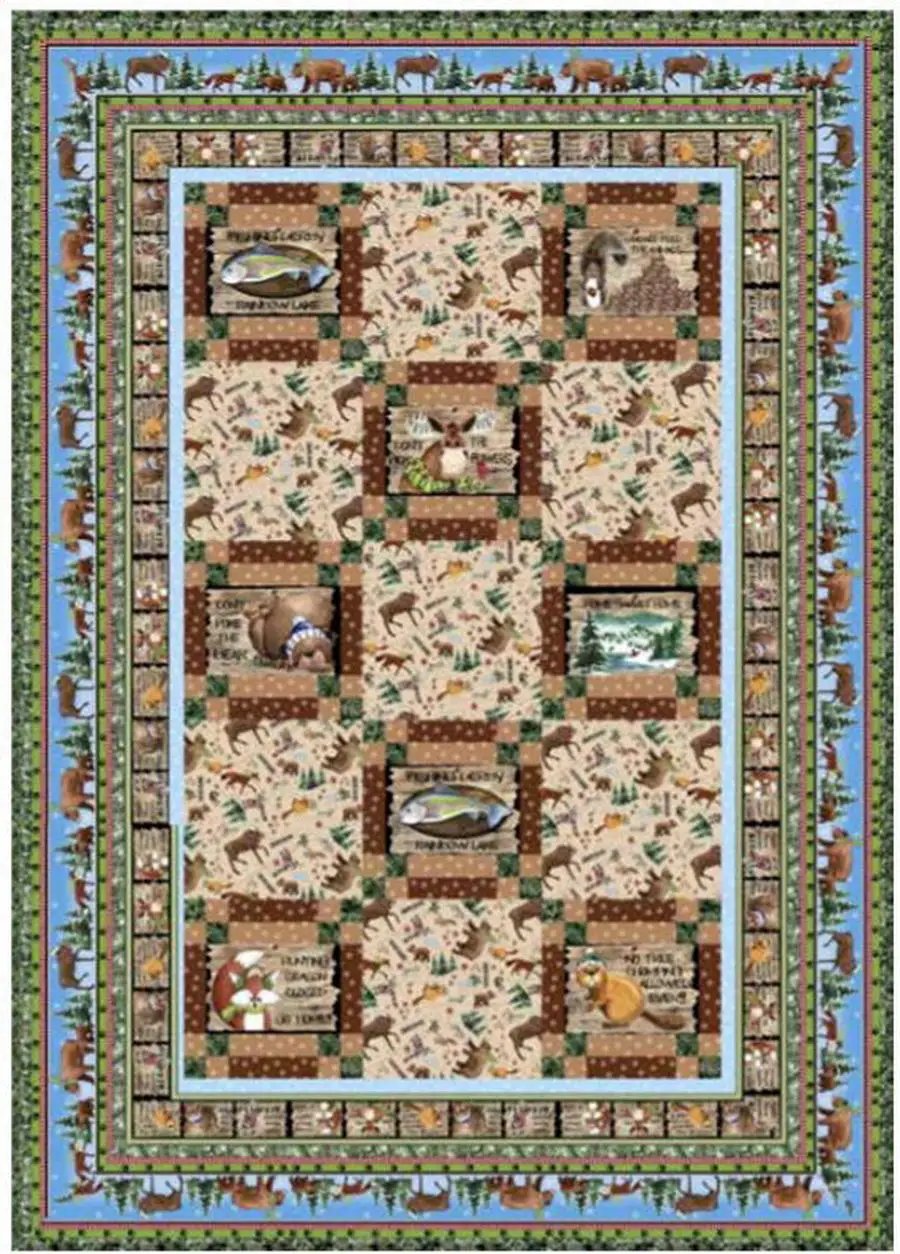 Quilting Treasures Fabrics North Woods Neighbors Quilt Fabric Kit by Cyndi Hershey - Sewingmachinesplus.com