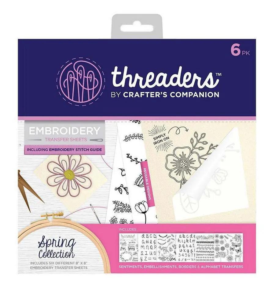 Threaders embroidery transfer sheets, Spring collection, 6-pack.