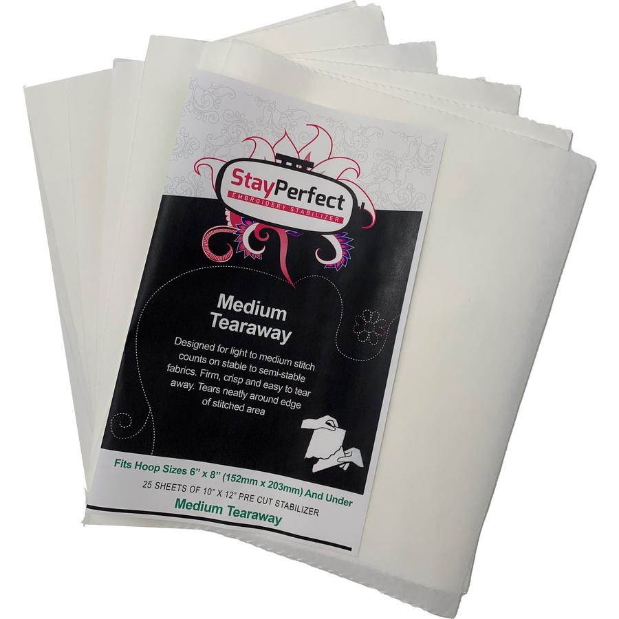 StayPerfect Medium Tearaway Pre Cut Stabilizer Sheets 25 pack - Sewingmachinesplus.com