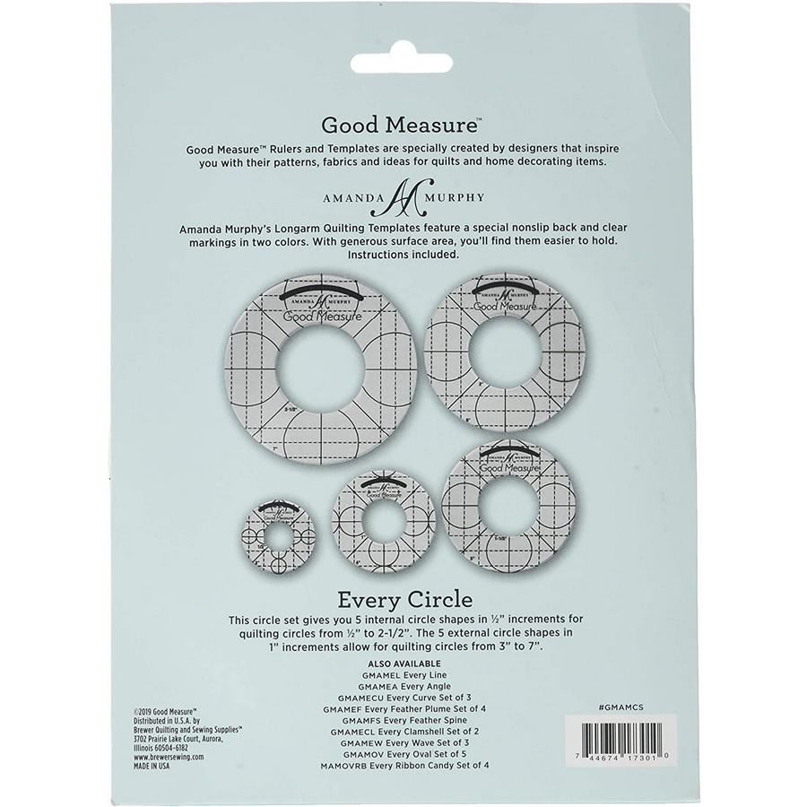 Good Measure Every Circle Quilting Template Ruler 5 PC Set - Sewingmachinesplus.com