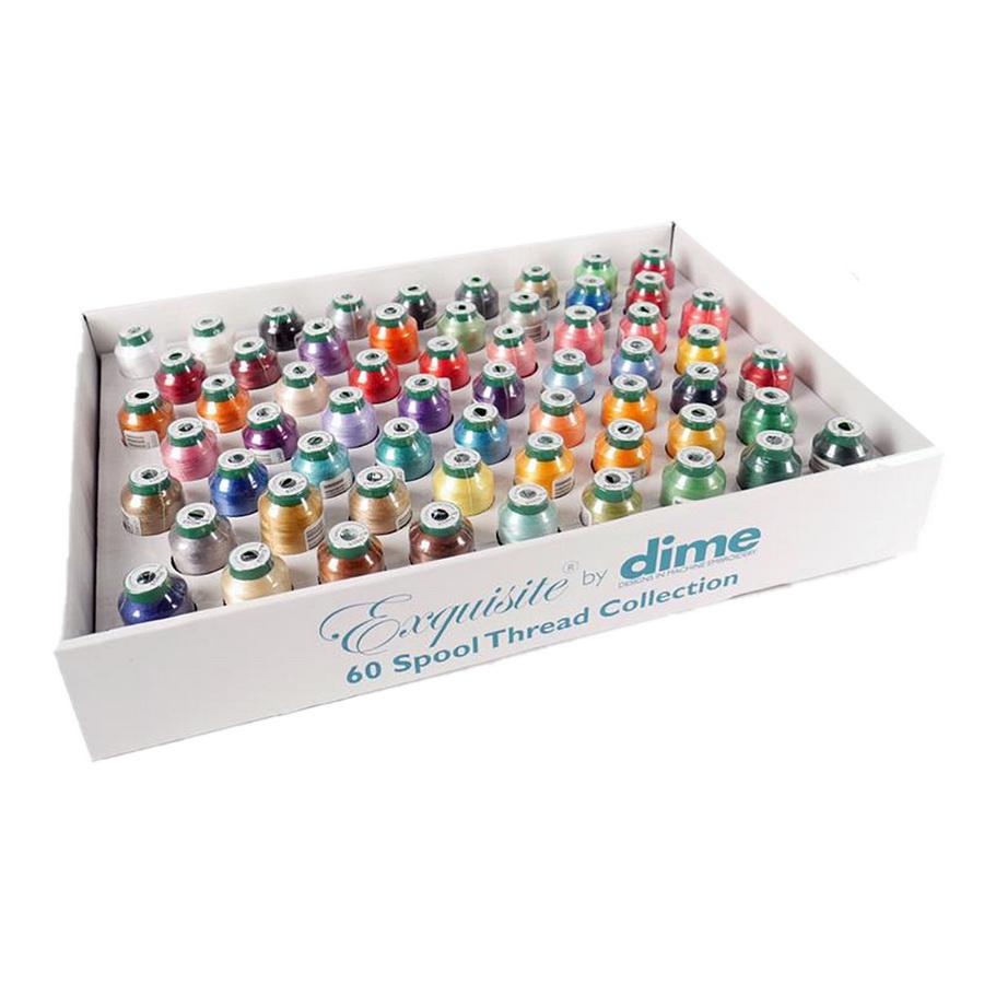 Dime Exquisite Thread Assortment Bundle - 60pk 1k Meter Spools + Thread Rack