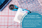 Grace TrueCut 45mm Replacement Blade (Single) for rotary cutters; blue-handled cutter with blade packaging on mat