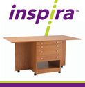 A furniture with inspira text behind the furniture