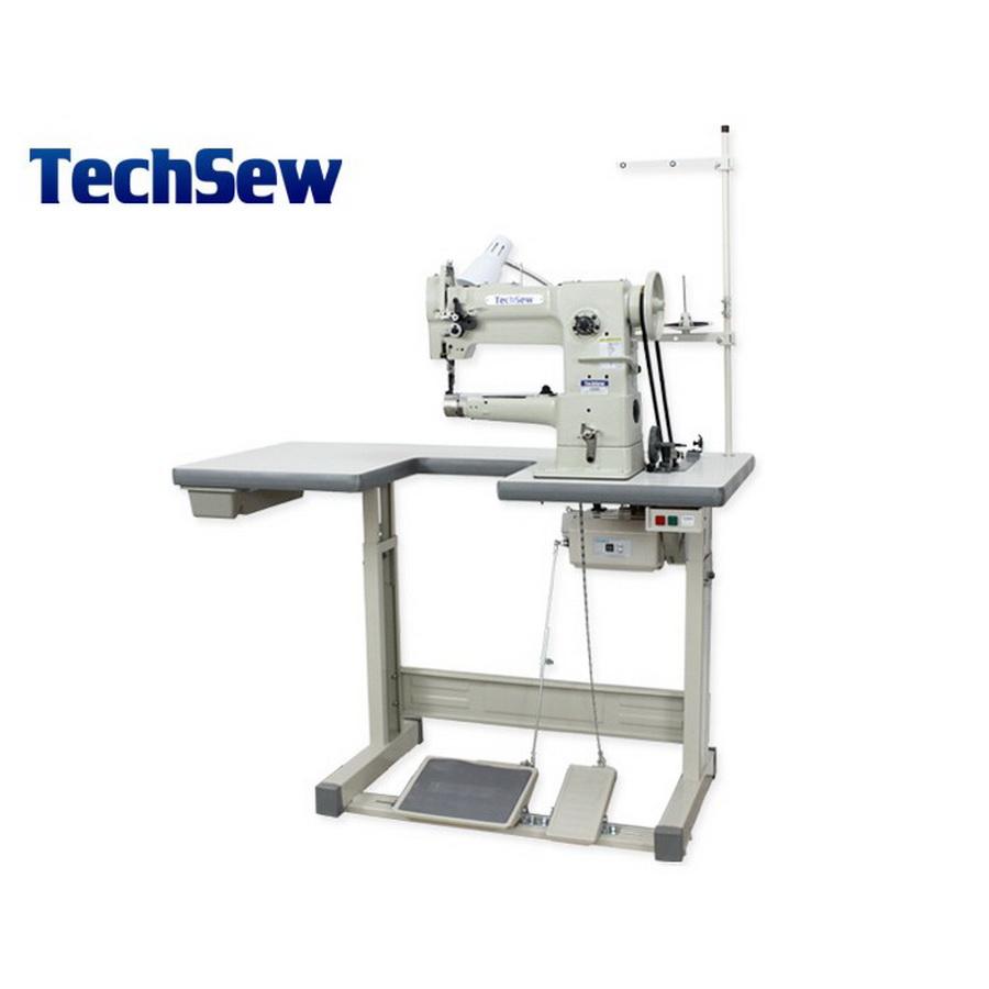 Techsew 2600 Narrow Cylinder Large Bobbin Compound Feed Industrial Sewing Machine with Assembled Table and Motor - Sewingmachinesplus.com