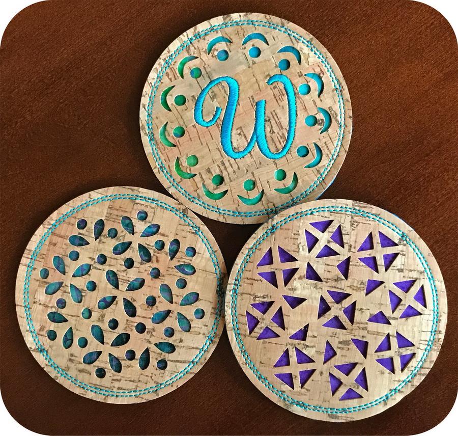 Embroidery Garden Cork Cut Coasters Set 2 - Sewingmachinesplus.com