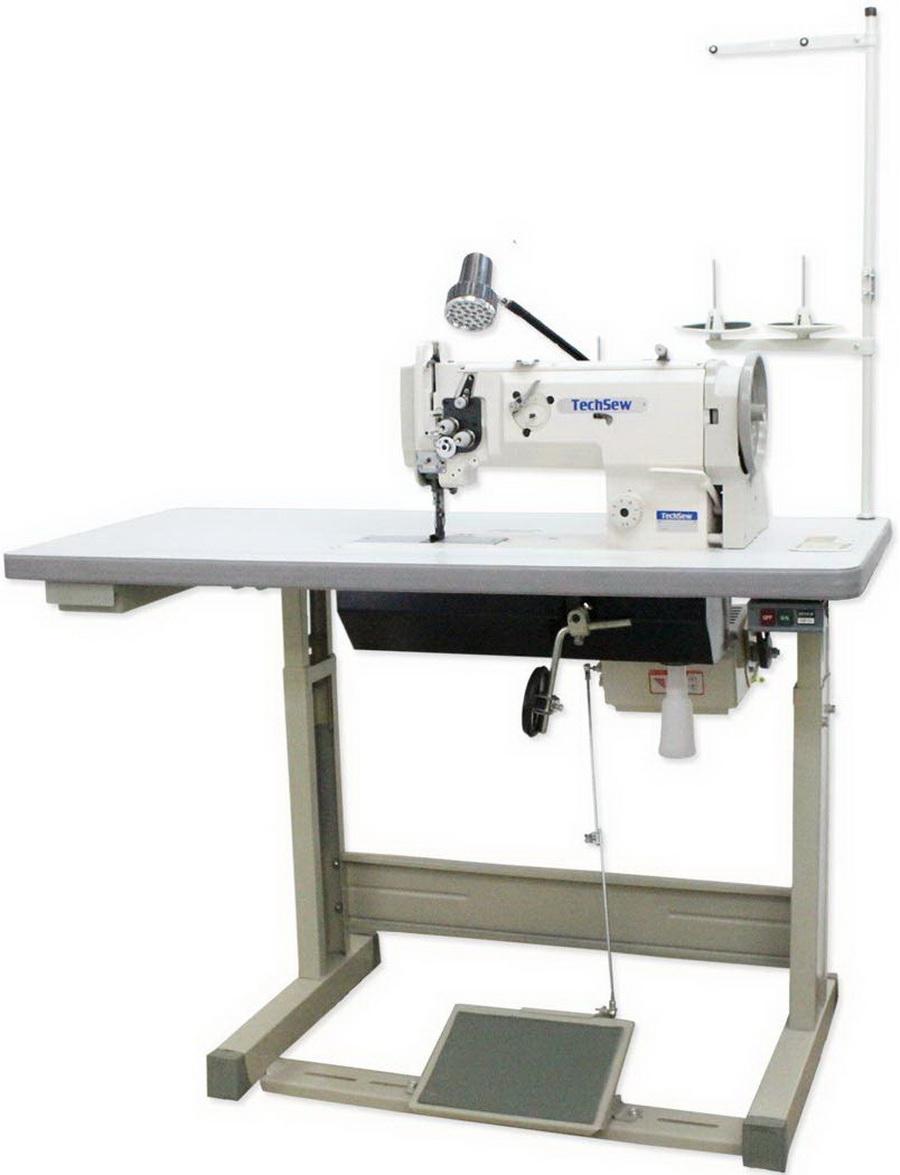 Techsew 1660 Flatbed Compound Feed Industrial Sewing Machine with Assembled Table and Motor - Sewingmachinesplus.com