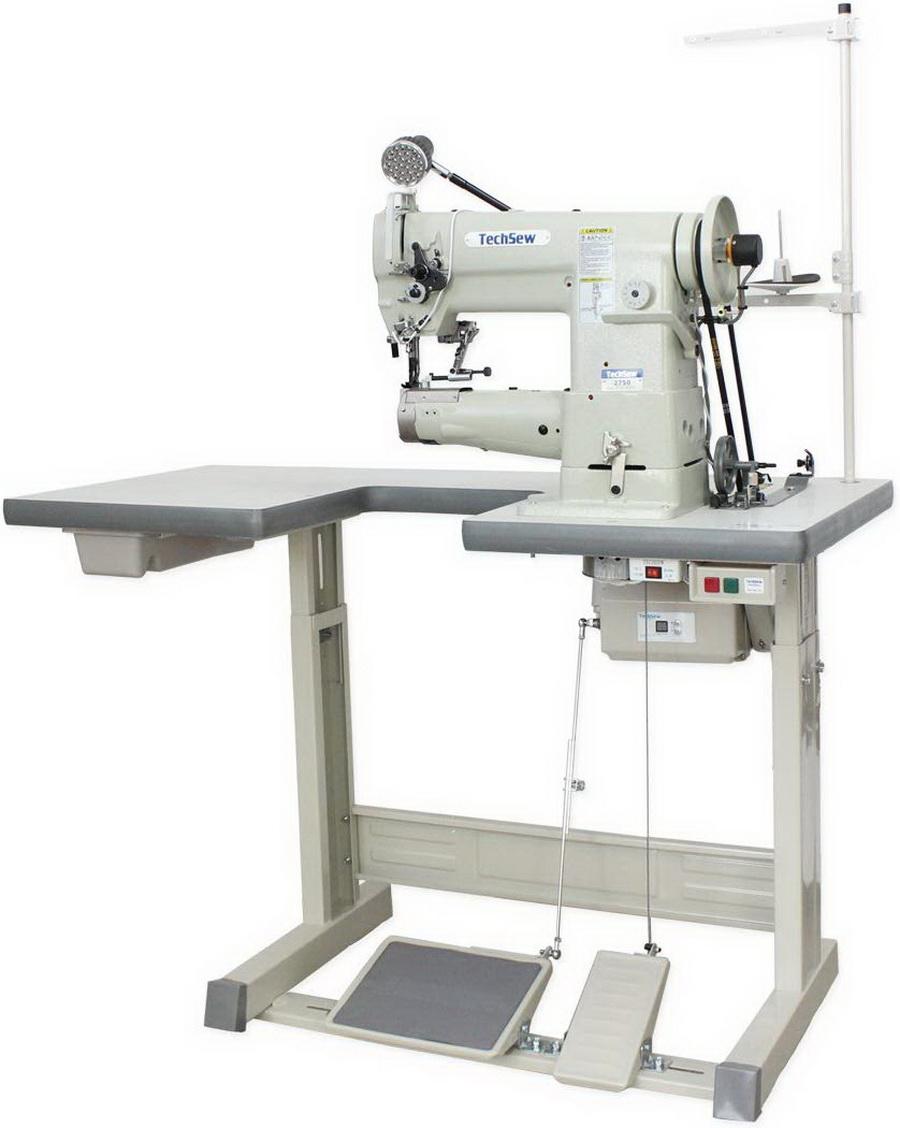 Techsew 2750 Pro With Speed Reducer Cylinder Large Bobbin Compound Feed Industrial Sewing Machine Industrial Sewing Machine with Assembled Table and Motor - Sewingmachinesplus.com