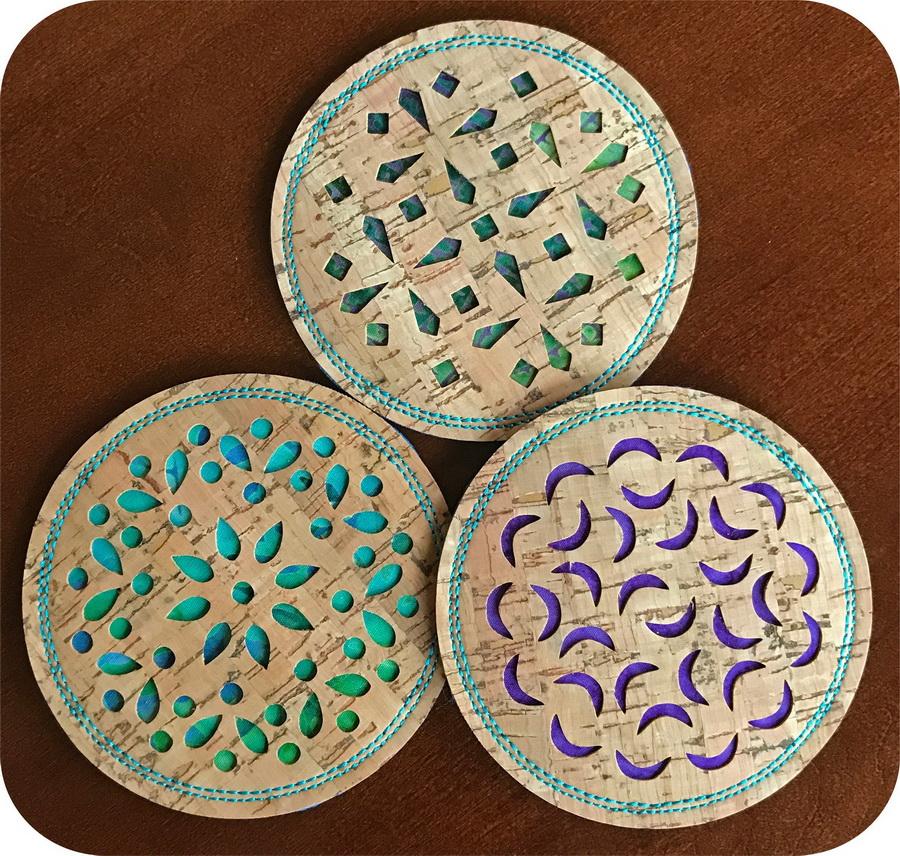 Embroidery Garden Cork Cut Coasters Set 2 - Sewingmachinesplus.com