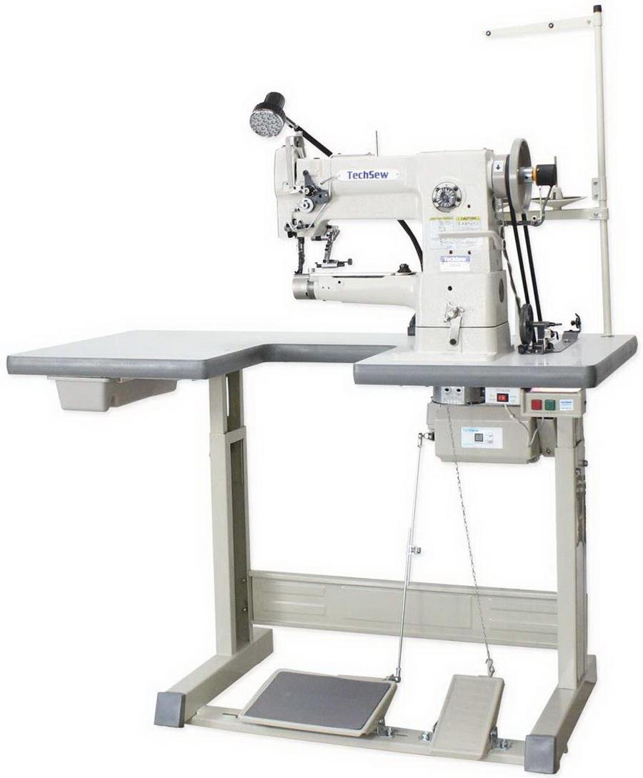 Techsew 2600 Pro Narrow Cylinder Large Bobbin Compound Feed Industrial Sewing Machine with Assembled Table and Motor - Sewingmachinesplus.com