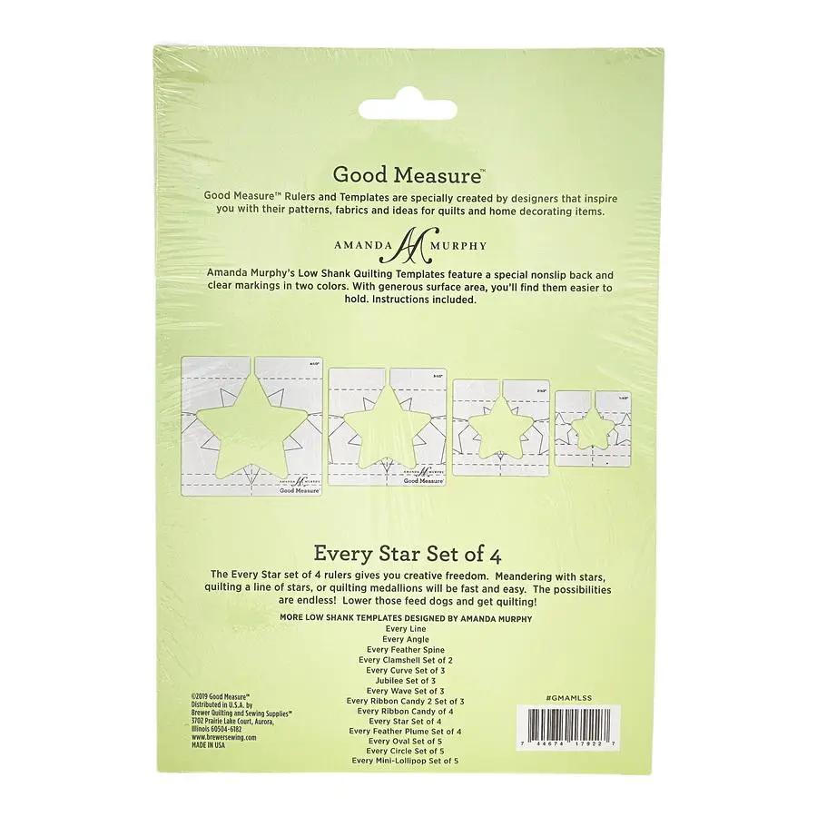 Good Measure Low Shank Every Star Quilting Template Ruler 4 PC Set - Sewingmachinesplus.com