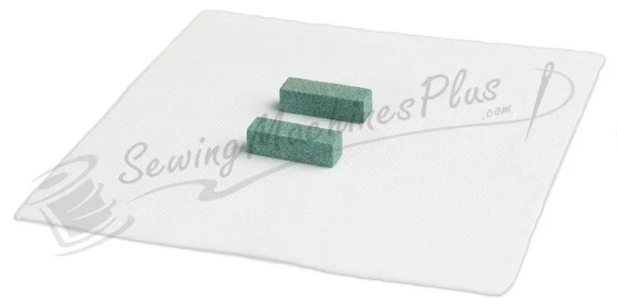 TrueCut TrueSharp Electric Sharpener replacement stones; two green rectangular stones on a white mat by Grace Company.