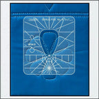 Ruler Work Kit by Sew Steady, blue Westalee template with white guide lines.