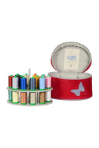 Bluefig Pearl Mini Carry Case (red) with butterfly patch and two-tier thread spool rack