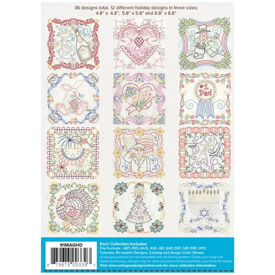 Anita Goodesign Holiday Tea Towels Design Pack 91MAGHD - Sewingmachinesplus.com