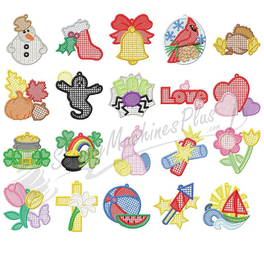 Dakota Collectibles Free-Standing Holiday Variety Lace Embroidery Designs - 970399