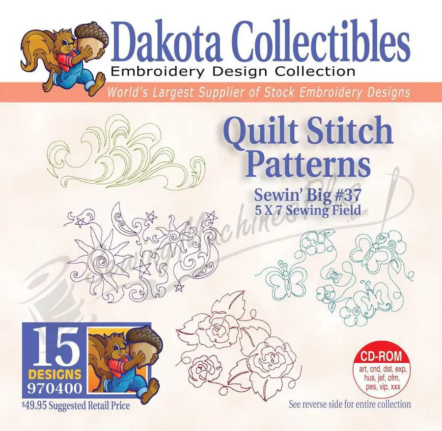 Dakota Collectibles Quilt Stitch Patterns Embroidery Design Software CD-ROM with 15 designs, Sewin' Big #37, 5 x 7 field