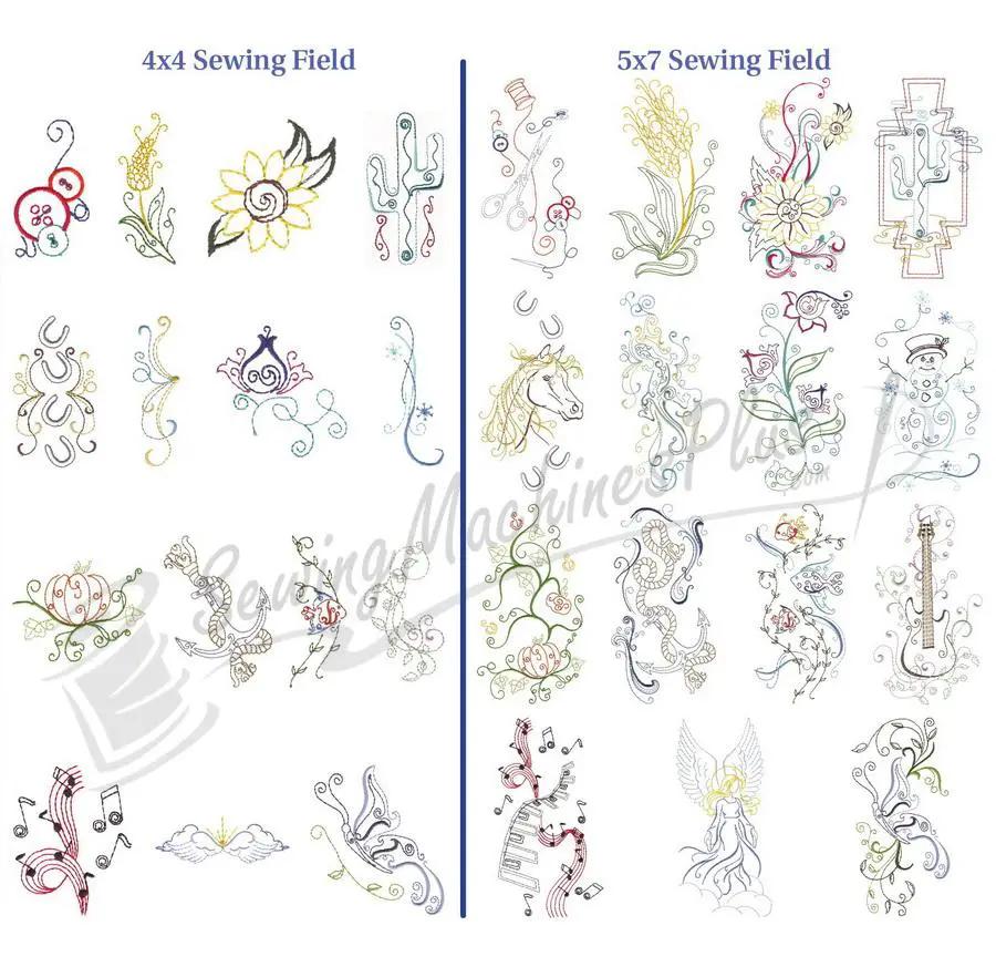 Dakota Collectibles Jazzy Jeans 3 Embroidery Designs set; 4x4 and 5x7 sewing field motifs