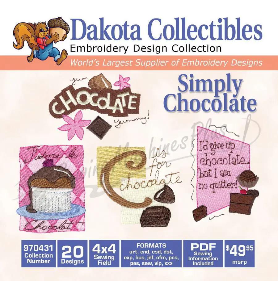 Dakota Collectibles Simply Chocolate embroidery design collection, 20 designs for 4x4 sewing field