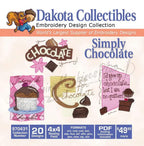 Dakota Collectibles Simply Chocolate embroidery design collection, 20 designs for 4x4 sewing field