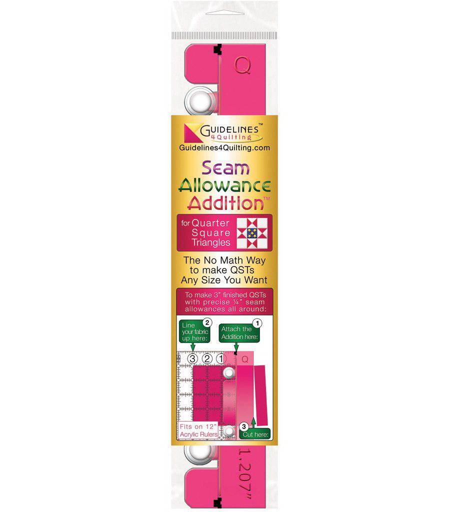 Guidelines 4 Quilting - Quarter Square Triangle Seam Allowance Addition with Built-in Finger Guard