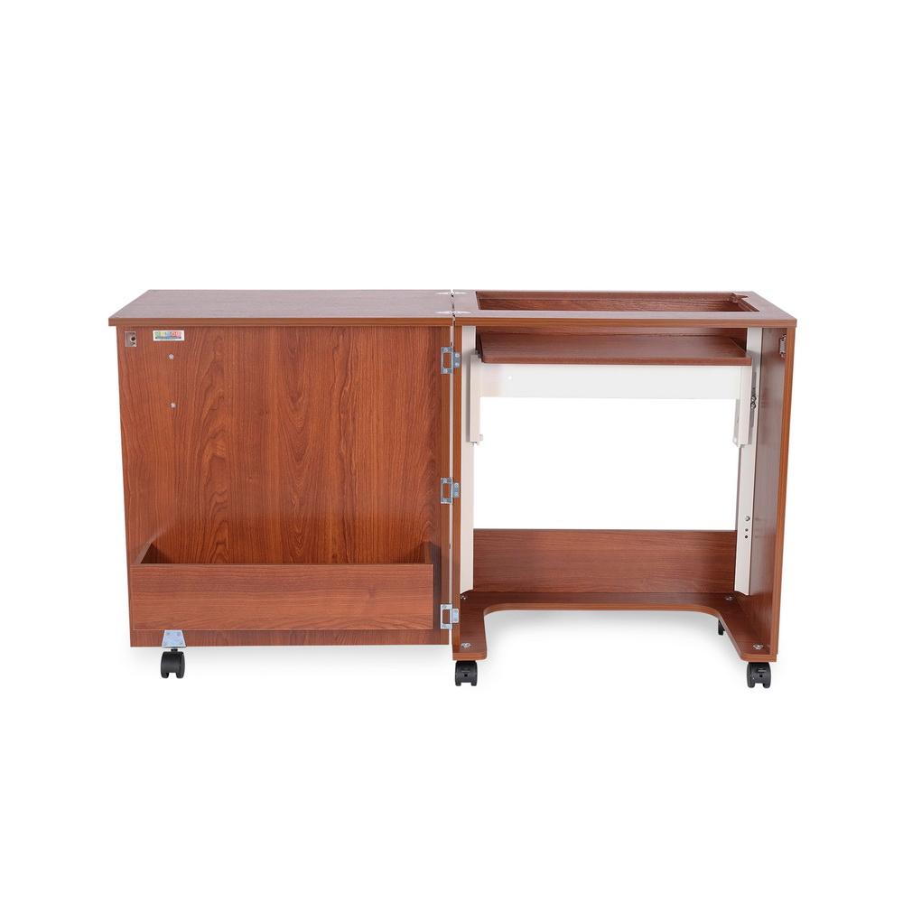 Arrow 105 Judy Sewing and Craft Table with Storage and Adjustable 3 - Position Lift - Teak - Sewingmachinesplus.com