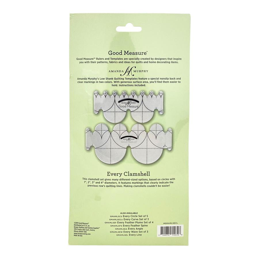 Good Measure Low Shank Every Clamshell Quilting Template Ruler 2 PC Set - Sewingmachinesplus.com