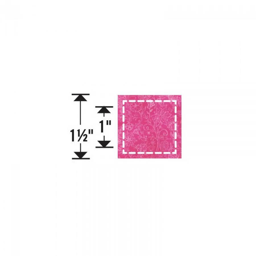 Sizzix Bigz Die Squares, 1" finished; pink patterned square with white dashed inner cut area