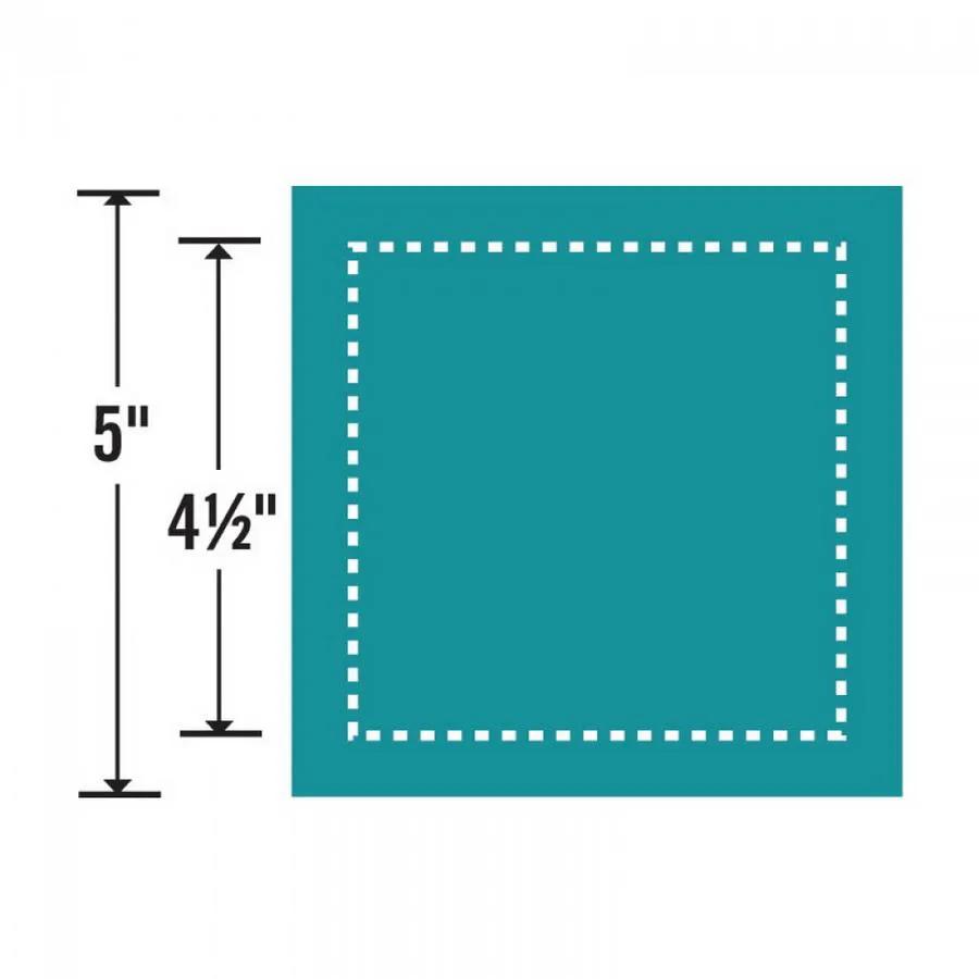 Sizzix Bigz L Square Die; 4.5 in finished size, 5 in outer dimension, teal background