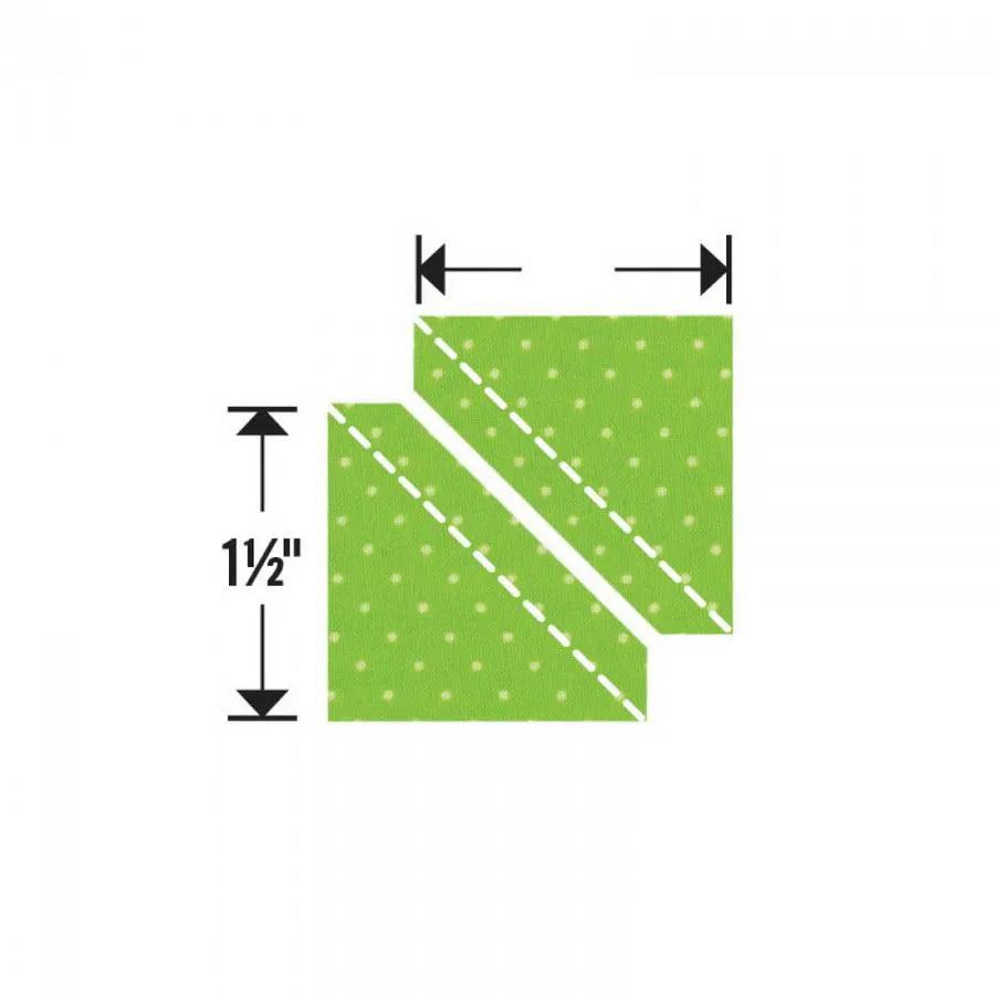 Sizzix Bigz Die Half-Square Triangles, 1-1/2 in assembled square on green polka-dot fabric
