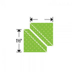 Sizzix Bigz Die Half-Square Triangles, 1-1/2 in assembled square on green polka-dot fabric