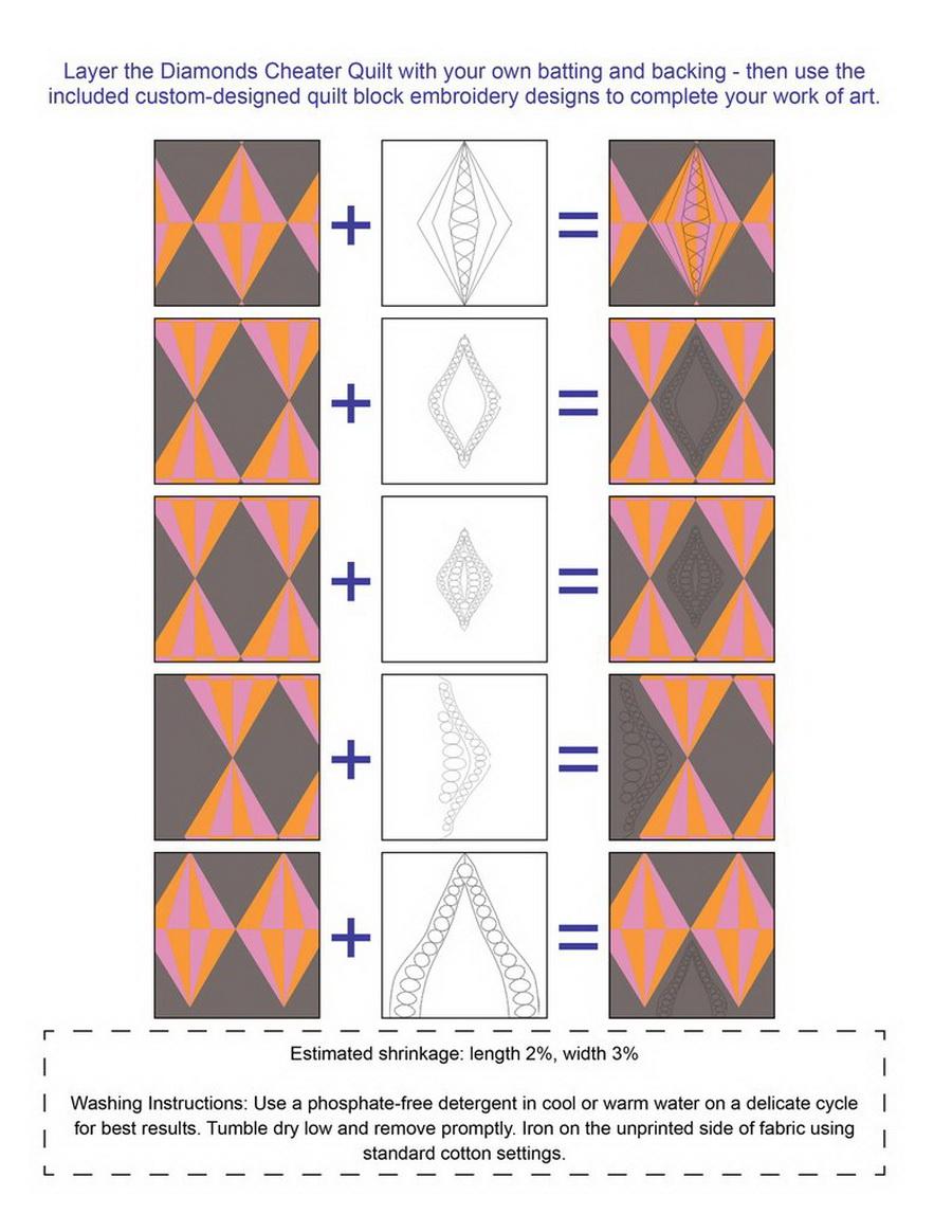 DIME - Diamonds Cheater Quilt with Designs