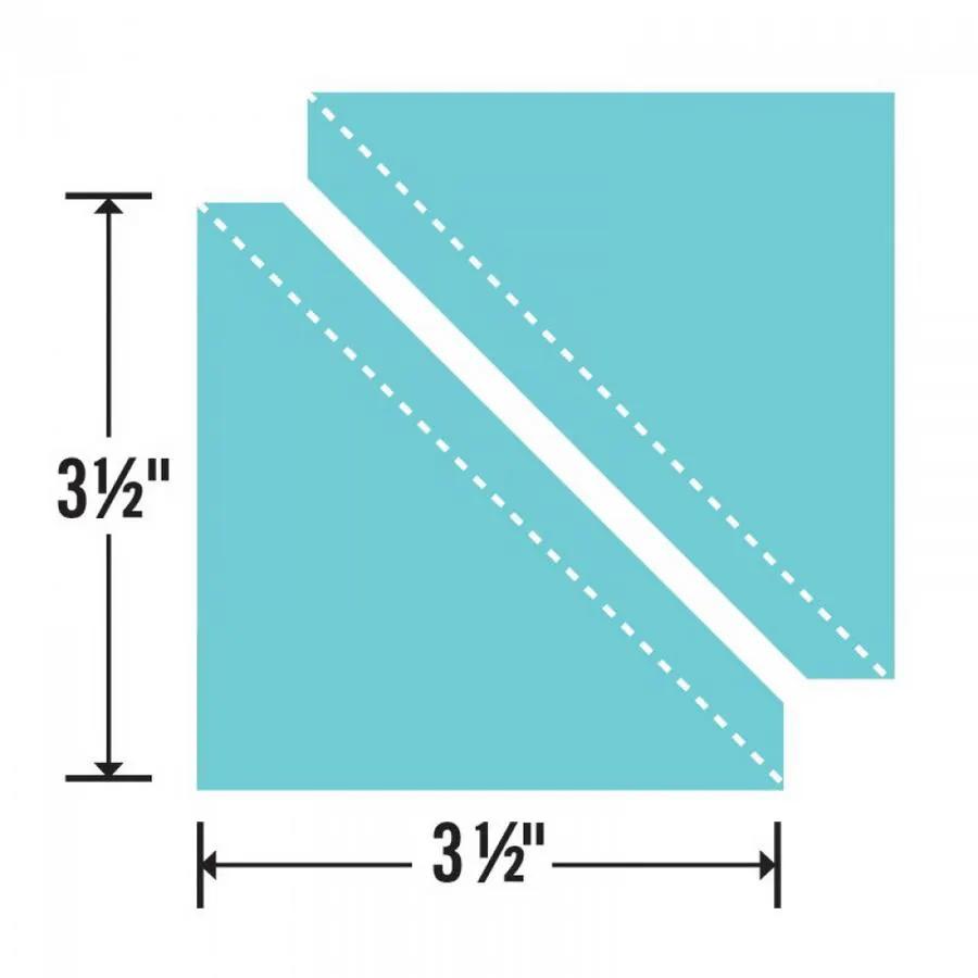 Sizzix Bigz Die - Half-Square Triangles, 3.5-inch assembled square; teal diagram