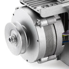 Reliable SewQuiet 6050SM 220V servo motor; close-up of metallic silver housing and drive shaft.