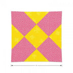 Sizzix Bigz XL Die Rocking the House quilt block pattern in pink and yellow with polka dots, 8in square